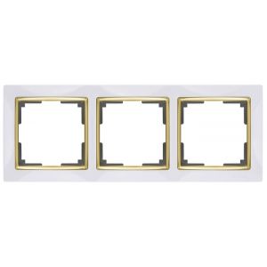 Рамка для двойной розетки Werkel WL03-Frame-01-DBL- white-GD белый/золото