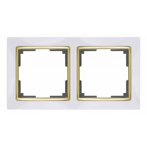 Рамка на 2 поста Werkel WL03-Frame-02-white-GD белый/золото