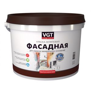 Краска VGT ВД-АК-1180 фасадная моющаяся "Белоснежная" 1,5 кг