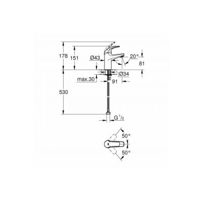 Смеситель однорычажный для раковины Grohe BauCurve 32848000, хром