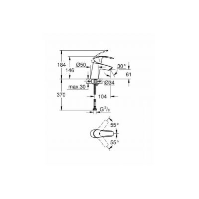Смеситель однорычажный для раковины Grohe Eurosmart 32467002, S-size, хром