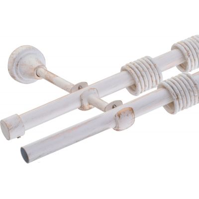 Карниз DDA DIY16 металлический 2-рядный, открытый кронштейн, Белое золото 3,2м составной