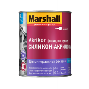 Краска Marshall AKRIKOR матовая для фасадных поверхностей BW 0.9л.