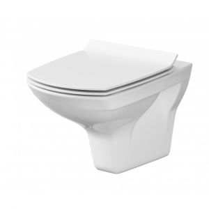 Унитаз подвесной Cersanit Carina New Clean On DPL EO slim, безободковый, ультротонкое сиденье, белый
