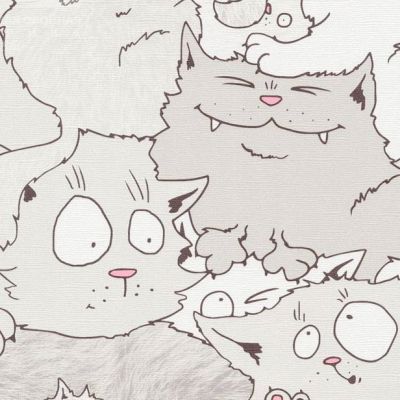 Обои МОФ Котэ-5 бумажные на флизелине 0,53х10,05м, серый