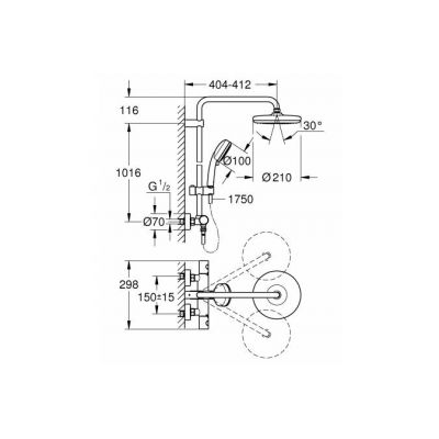 Душевая система с термостатом Grohe 27922001 Tempesta Cosmopolitan 210, хром