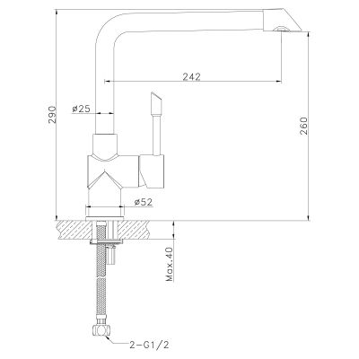 Смеситель для кухни Expert Lemark LM5074S поворотным изливом, сталь