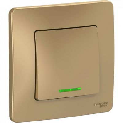 Выключатель Schneider Blanca 1-клавишный с подсветкой 10А 250B BLNVS010114 титан