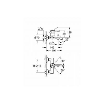 Смеситель для ванны GROHE BauClassic 32865000, хром