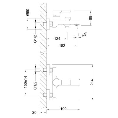 Смеситель для ванны Lemark Aura LM0614C, с коротким изливом, хром