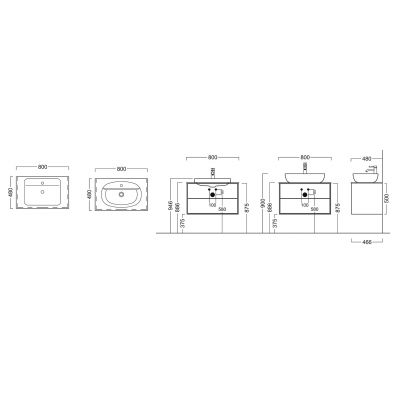 Тумба Kerama Marazzi Plaza/Плаза Modern PL.M.80.2\WHT,белая,подвесная 2 выдвижных ящика,без раковины