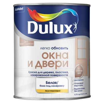 Краска Dulux полуматовая окна и двери BW 0.75л