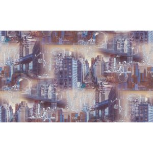 Обои Индустрия Megapolis 168259-18 виниловые на флизелине 1,06х10,05м синий
