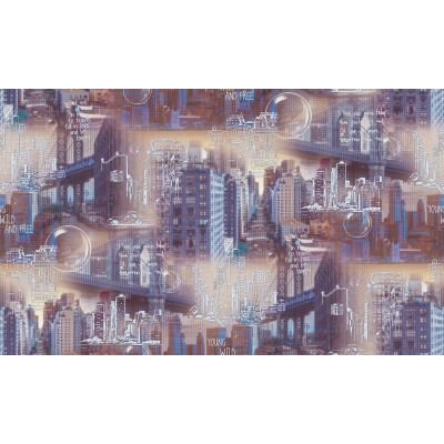 Обои Индустрия Megapolis 168259-18 виниловые на флизелине 1,06х10,05м синий