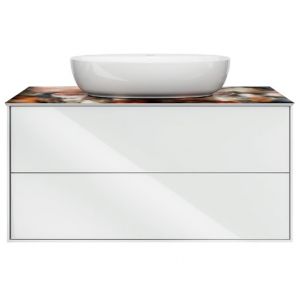 Тумба Kerama Marazzi Plaza/Плаза Modern PL.M.100.2\WHT, белая, подвесная 2 выдвижных ящика, без раковины