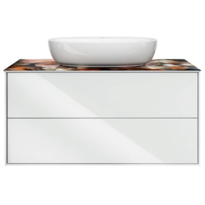 Тумба Kerama Marazzi Plaza/Плаза Modern PL.M.100.2\WHT, белая, подвесная 2 выдвижных ящика, без раковины