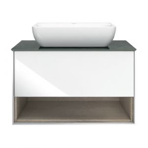 Тумба подвесная Kerama Marazzi Plaza/Плаза Modern PL.M.80.1\WHT, белая, 1 выдвиж ящик и открытая ниша, без раковины