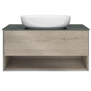 Тумба Kerama Marazzi Plaza/Плаза Modern PL.M.100.1\OAK.O, дуб Орегон, подвесная 1выдв.ящик и открытая ниша, без раковины