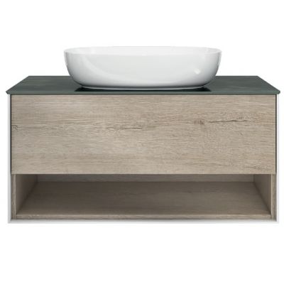 Тумба Kerama Marazzi Plaza/Плаза Modern PL.M.100.1\OAK.O, дуб Орегон, подвесная 1выдв.ящик и открытая ниша, без раковины