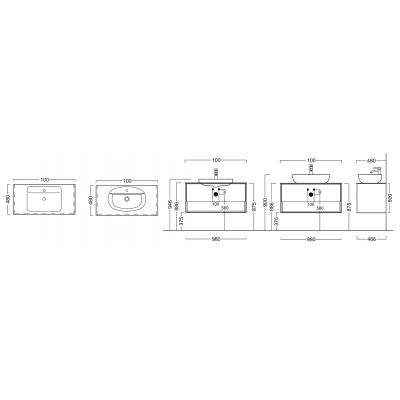 Тумба Kerama Marazzi Plaza/Плаза Modern PL.M.100.1\OAK.O, дуб Орегон, подвесная 1выдв.ящик и открытая ниша, без раковины
