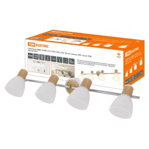Спот TDM 4х40Вт, Е14, 230 В, 50 Гц, IP20, Бутон, планка, ЭКО, сосна SQ0356-0005