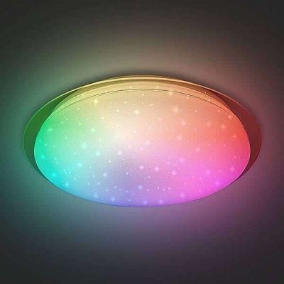Светильник светодиодный управляемый Estares Saturn RGB R 25W(2200lm) d330х82мм IP44, пульт ДУ, кант