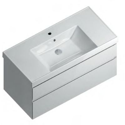 Тумба Kerama Marazzi Cubo/Кубо CU.100\WHT, белая, подвесная 2 ящика, без раковины