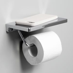 Держатель туалетной бумаги с полочкой для телефона Wasser Kraft К-1425 хром