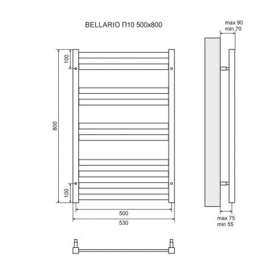 Полотенцесушитель электрический Lemark Bellario LM68810E П10 500х800 мм