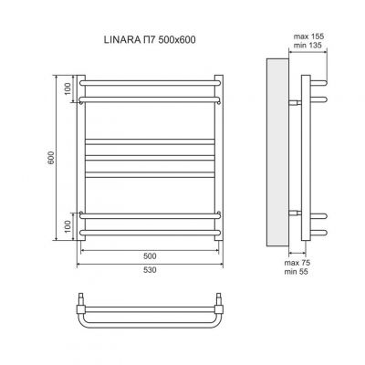 Полотенцесушитель электрический Lemark Linara LM04607E П7 500х600 мм