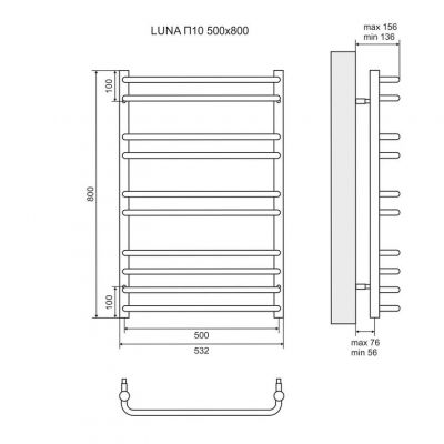 Полотенцесушитель электрический Lemark Luna LM41810E П10 500х800 мм