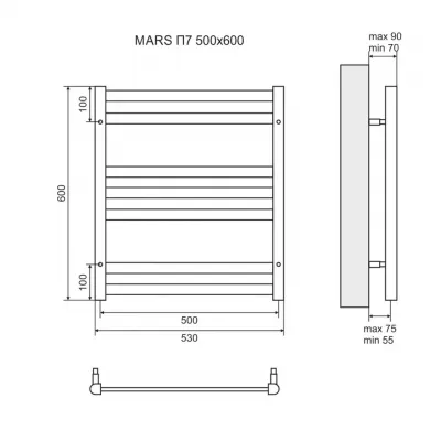 Полотенцесушитель электрический Lemark Mars LM35607E П7 500х600 мм