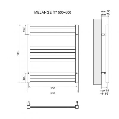 Полотенцесушитель электрический Lemark Melange LM49607E П7 500х600 мм