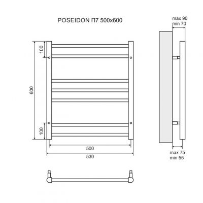 Полотенцесушитель электрический Lemark Poseidon LM42607E П7 500х600 мм
