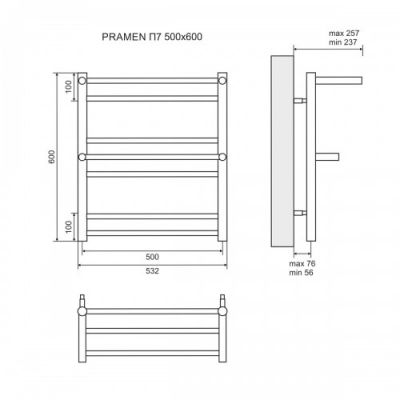 Полотенцесушитель электрический Lemark Pramen LM33607E П7 500х600 мм
