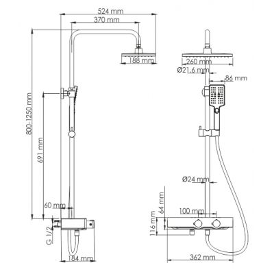 Душевой комплект WasserKraft Thermo A11401  с термостатическим смесителем