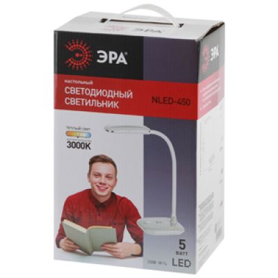 Светильник светодиодный настольный ЭРА NLED-450-5W-GY 5W, 3000К, 140х320х430мм, серый 1719
