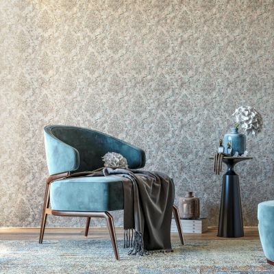 Обои Home Color Diamond НС71781-27 виниловые на флизелине 1,06х10,05м, бежевый с бирюзовым