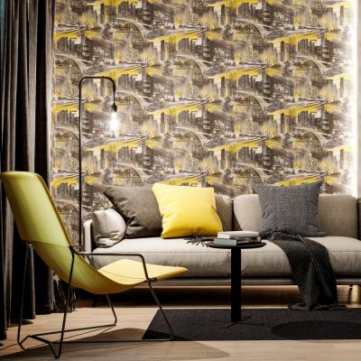 Обои Home Color НС71745-43 виниловые на флизелине 1,06х10,05м желтый