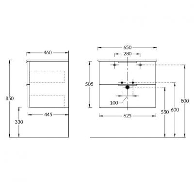 Тумба Kerama Marazzi Piano/Пиано PI.F.65\WHT подвесная белая 2 ящика 65см