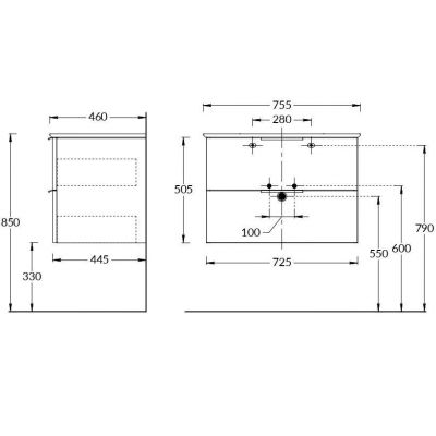 Тумба подвесная Kerama Marazzi Piana Forte/Пиано Форте PI.F.75\WHT белая 2 ящика 75см