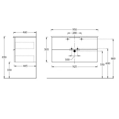 Тумба Kerama Marazzi PIANO Forte PI.F.95\WHT, подвесная белый глянцевый 2 ящика