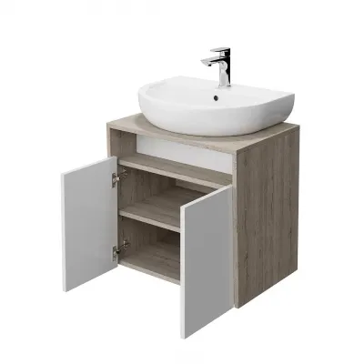 Тумба Kerama Marazzi Pro/Про PRO.60.2\WHT, белая глянцевая, подвесная 2 дверцы 60