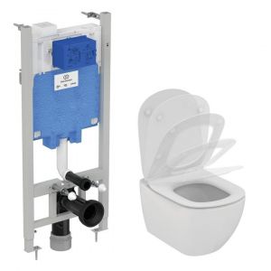 Промо-комплект Ideal Standard 3 в 1 Tesi RT007902AA (инстоляц.+кнопка+унитаз+сидение)