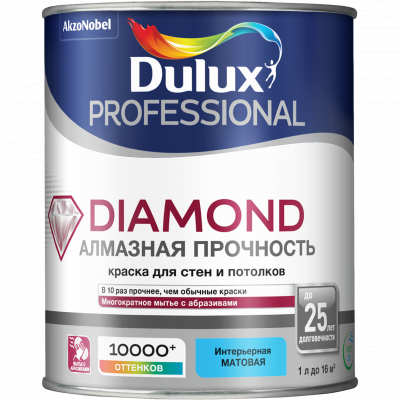 Краска Dulux Professional Diamond Matt матовая для стен и потолков BC 0,9л