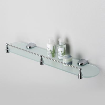 Полка стеклянная с бортиком Wasser Kraft Berkel К-6844 (6824) хром