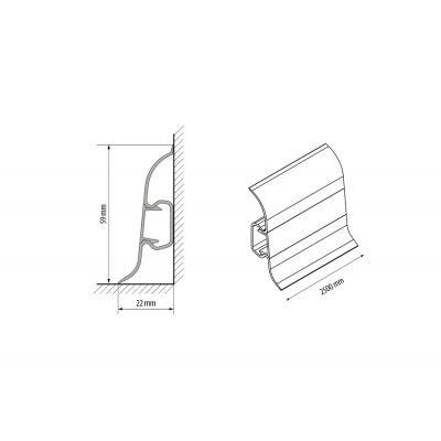 Плинтус ПВХ Cezar Premium 200 59х22х2500мм