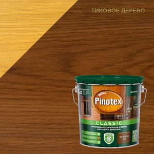 Пропитка декоративная для защиты древесины Pinotex Classic тиковое дерево 2,7л.