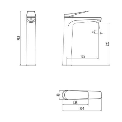 Смеситель для раковины Lemark Bronx LM3709BL  высокий монолитный,черный