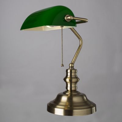 Св-к настольный Arte Lamp Banker A2492LT-1AB зеленый/античная бронза